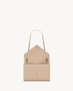 YSL Envelope Medium in Quilted Grain De Poudre Embossed Leather - Image 3